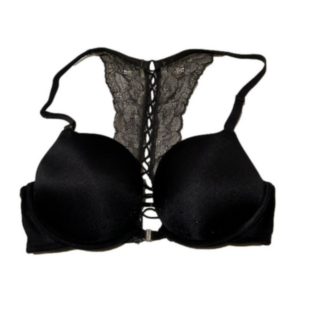 La SENZA Beyond Sexy Black and lace Front Closure Padded Push Up Bra 32C